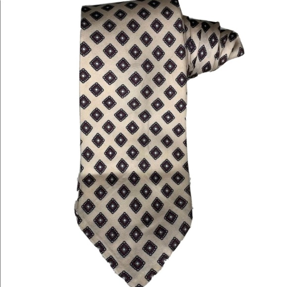 Christian Dior Red Diamond and Tan Tie - Picture 1 of 9